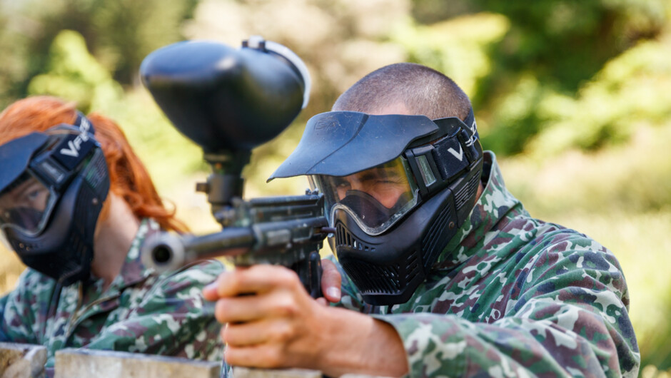 Paintball action at Cable Bay Adventure Park