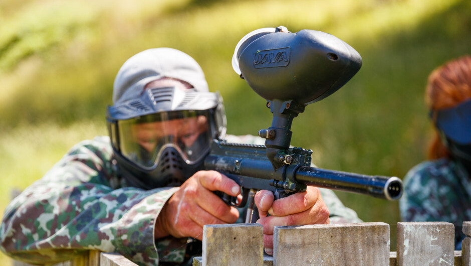 Paintball action at Cable Bay Adventure Park