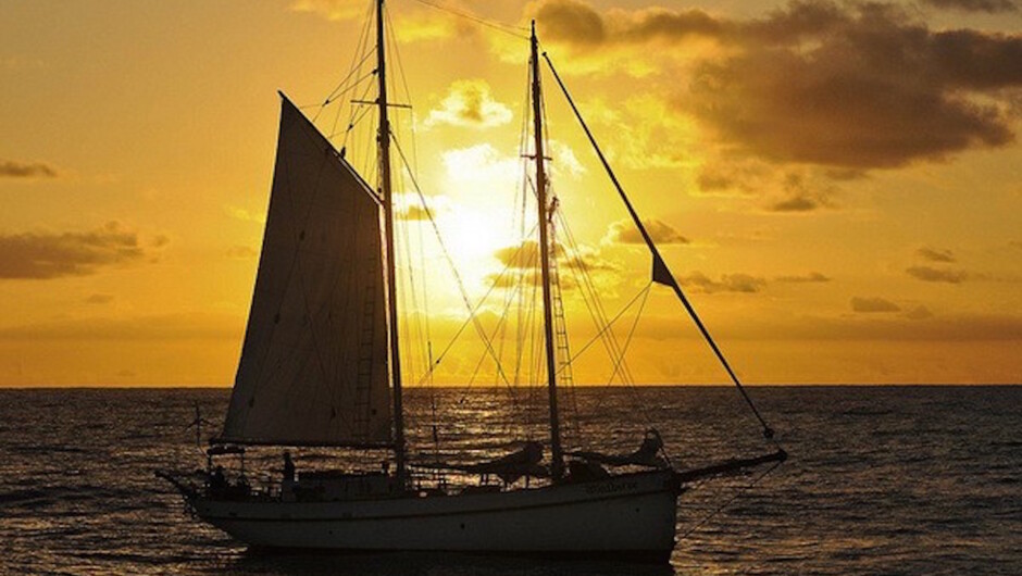 Whether it's just the two of you or with a group of friends, there's nothing better than spending the goldenhours on a classic yacht. And what could be more delightful after a day on the Coromandel than savouring the sunset aboard Windborne with a glass o